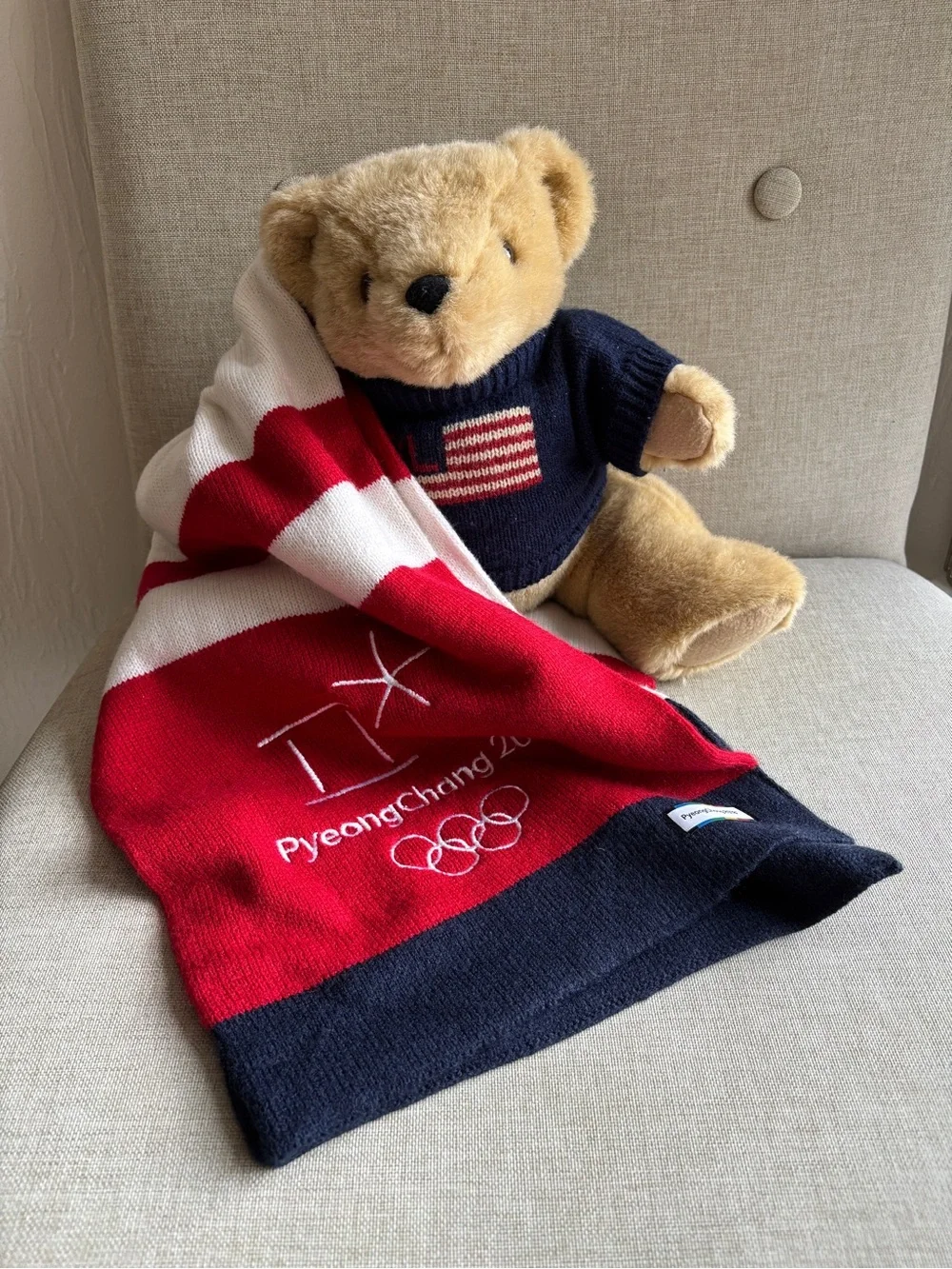 USA Scarf PyeongChang 2018 Winter Olympics Knit Scarf - Red White Blue